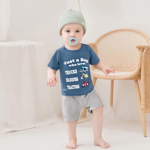 WZTYYDS Toddler Baby Boy Summer Clothes Set Truck Letter Print Crew Neck Short Sleeve T-Shirts Shorts 2Pcs Outfits2