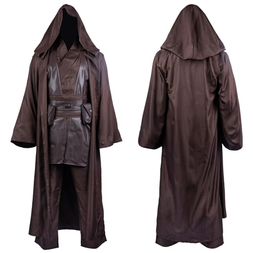 Adult Tunic Costume Mens Cosplay Full Set Halloween Star Cosplay Costume Cloak (Dark Brown L)