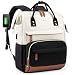 LOVEVOOK Rucksack Damen Laptop Rucksäcke mit Laptopfach 15.6 Zoll Schulrucksack Mädchen Teenager Schultasche Backpack Tagesrucksack Wasserdicht für Schule Reise Uni Business, Beige Schwarz