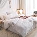 HAIHUA Fluffy White Comforter Cover Queen Set, Soft Furry Shaggy White Bedding Queen Set 3 Pieces (1 Faux Fur Duvet Cover + 2 Plush Pillow Cases) Fuzzy Bed Set, Zipper Closure