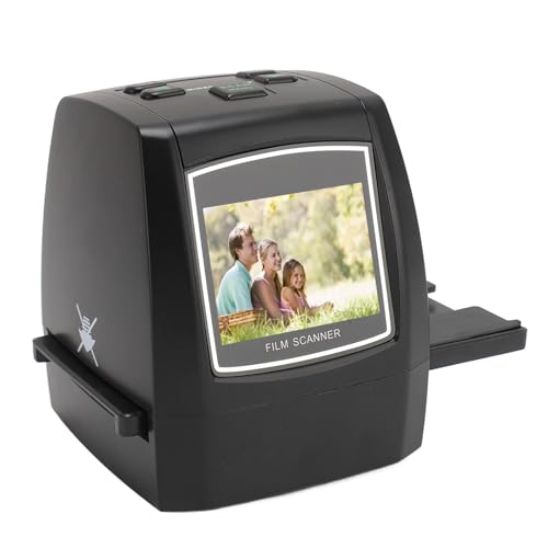 22MP Film Scanner, Slide and Negative Converter with 2.4 Inch LCD Screen, JPEG Digital Image, Memory Card, TV Display, 135, 126KPK, 110, Super8, Black and White Film (US Plug)