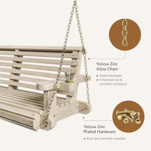 Image of Porchgate Amish Heavy Duty 800 Lb Roll Comfort Treated Porch Swing W /Chains (4 Foot, Unfinished)