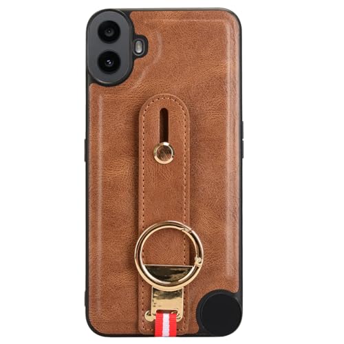 LUNBER-ARMOR・CMF Phone 1 ケース 耐衝撃 カバー PUレザー+プラスチック 持ち手 ベルト 落下防止ベルト リング付き スマホベルト 片手操作 取っ手 シンプル Nothing互換品 ナッシング シーエムエフ フォン 1 おしゃれ(