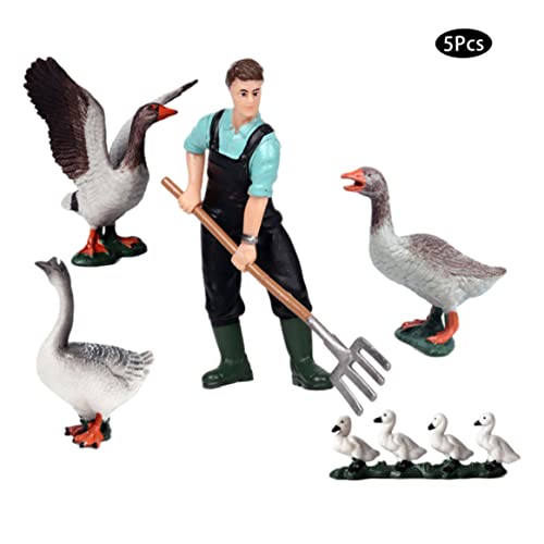 Gcroet 5stücke Bauernhof Tier Zahlen Spielzeug realistische Landschaft Tier Figuren Mini Lernen pädagogisches spielset Kuchen Topper Ornamente,simuliertes Duck Gans Spielzeug,Farm Tier Spielzeug Set – Bild 7