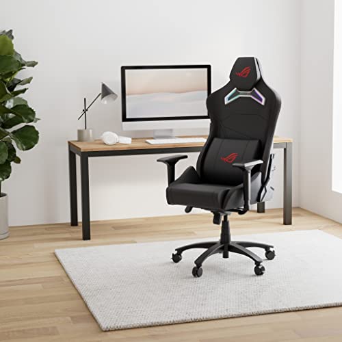 ROG Chariot - Sedia da gioco con illuminazione (RGB, poggiatesta regolabile, supporto lombare in memory foam, braccioli 5D, stile racing, schienale reclinabile, pelle PU, struttura in acciaio - Sedia gaming - Immagine 1