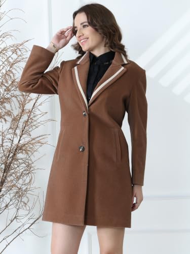 Image of PLAGG Women's Notched Lapel Long Overcoat