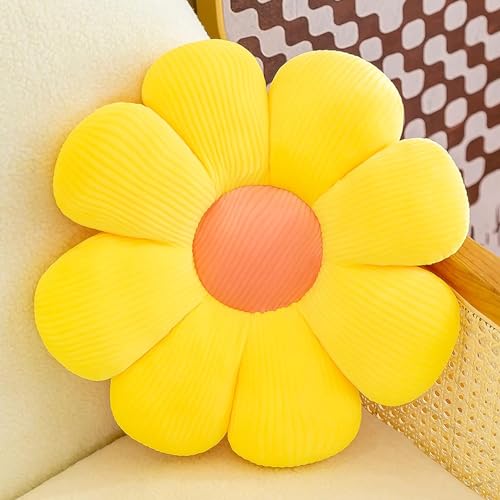 Image of AVS Flower Shaped Floor Pillow Flower Round Filled Cushion Pillow, Beautiful Cushion for Sofa, Bedroom /Throw Pillow Living Room /Office Back Cushion (Pack of 1) (Size 35 Cm) (Yellow)