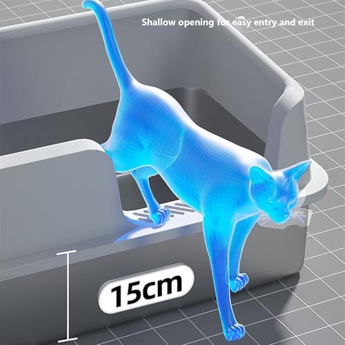 Arenero para gato de acero inoxidable extra grande con pala miniatura 7
