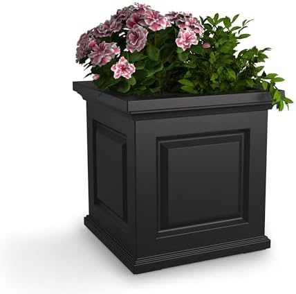 Mayne Nantucket 20in Self-Watering Square Planter, Black | Self-w...
