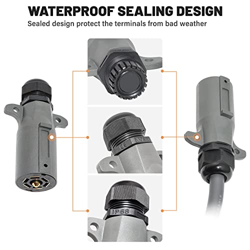 Oyviny Rv 7 Pin Trailer Plug With Ip68 Waterproof Seal, Detachable 7 Way Round Rv-Style Trailer Side Connector 7 Point Trailer Wiring Plug #TOP4