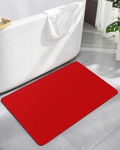 YESOF66 Diatomaceous Earth Bath Mat Bathtub Mat, Solid Color Christmas Red Quick Dry Non-Slip Diatomite Mud Bathroom Floor Rugs for Bath Tub Kitchen Absorbent Pad, 24x36 Inch