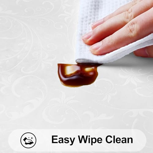 Image of Smiry Rectangle Table Cloth, Waterproof Heavy Duty Vinyl Tablecloths, Wipeable Washable Table Cover for Kitchen and Dining Room (Pearl White, 60 inch X 102 inch)