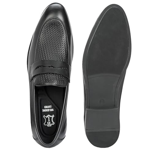 Image of Blue Leather by Centrino Genuine Leather Slip-On Men's Formal Shoe |Stylish with Soft Cushioned Insole |Trendy Non Lace-Up Design |Durable Leather with Anti-Skid Sole | Perfect for Formal Wear (3944)
