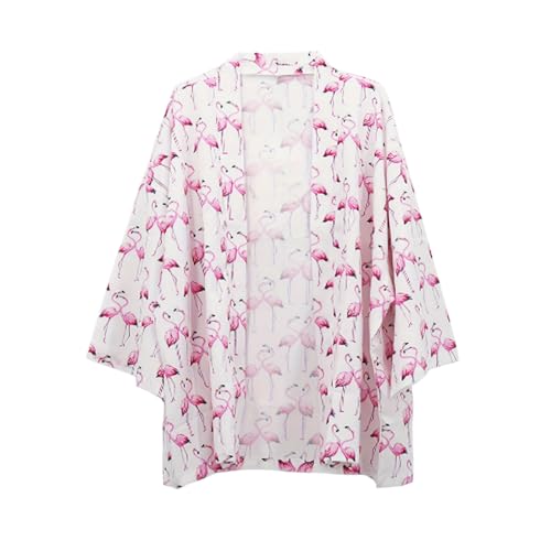 HZCX FASHION Mens Womens Summer Flowy Kimono Cardigans Open Front Print Hawaiian Shirt Beach Robe Lightweight Yukata Noragi