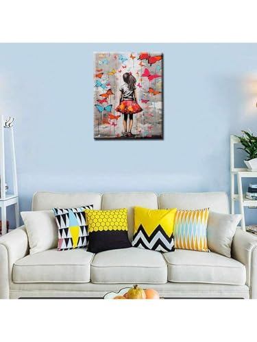 Peintures de papillons colorés toile TONGYINLI graffiti 60x80cm - 3