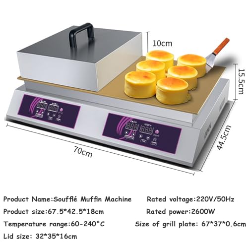Máquina eléctrica para Hacer dorayaki y panqueques de 2600 W, máquina para Hacer soufflé de Acero Inoxidable, Plancha de Cobre, Plancha Comercial.,