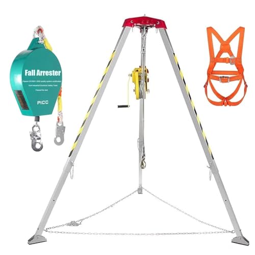 Confined Space Equipment Adjustable Commercial Firefighting Rescue Tripod with Self-Locking Device Heavy-Duty Rescue Tripod Kit - 1800LBS Fall