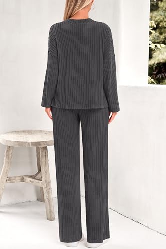 PRETTYGARDEN 2 Piece Sets for Women Fall 2025 Soft Comfy Lounge Long Sleeve Pajamas Set Knit Postpartum Pj Outfits Clothing