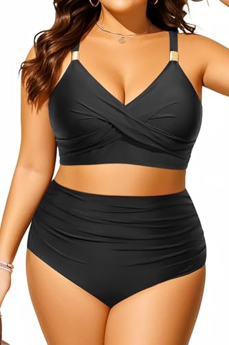 Aqua Eve Plus Size Two Piece Swimsuit - Women High Waisted Bikini Tummy Control Bathing Suit 2025 Swimwear