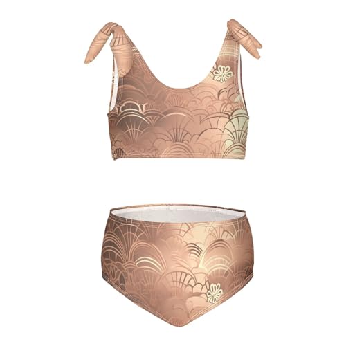KLL Rose Gold Abstract Metallic Girls' Two Piece Bikini Sets Quick-Dry Beach Bathing Suit Bathing Suit