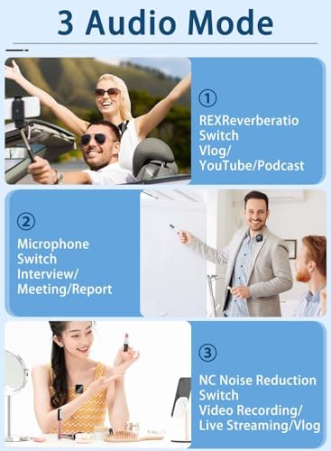 Image of coku Wireless Mic for YouTube, Dual Microphone for Recording Videos, Professional Mic Wireless Lavalier with Noise Cancellation, Long Distance & Battery Life, Mike for Singing & Video Recording