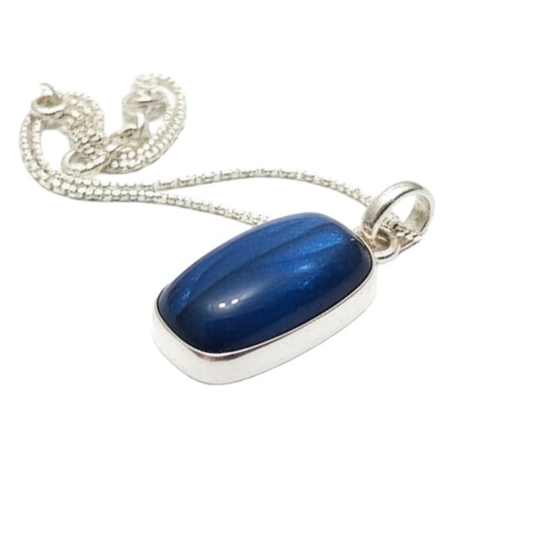 Pendentif en quartz bleu naturel collier chaîne rectangle LKBEADS