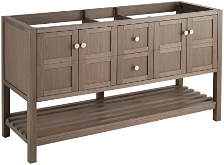 Signature Hardware 450454 Olsen 60" Freestanding Double Basin Vanity Cabinet - Cabinet Only - Less Vanity Top - Brown