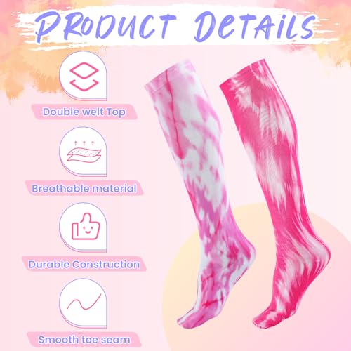Image of Geyoga 2 Pairs Tie Dye Socks, Soccer Socks Kids