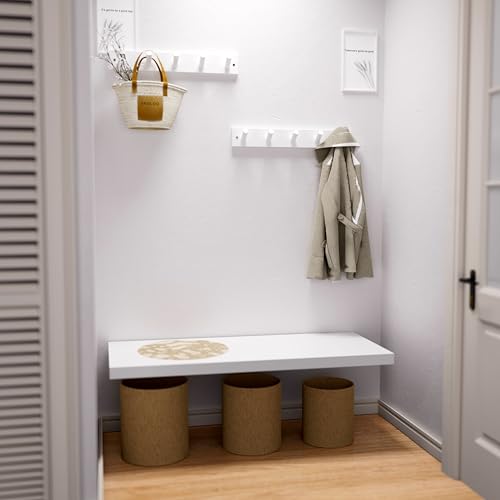 SKOLOO Wooden Wall Mounted Coat Rack,16'' Hole to Hole, 5 Pegs Bamboo Wall Hook for Hanging Clothes Robes Towels Hats,White SKOLOO Wooden Wall Mounted Coat Rack,16'' Hole to Hole, 5 Pegs Bamboo Wall Hook for Hanging Clothes Robes Towels Hats,White