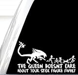 The Alien Queen Does Not Care About Your Stick Figure Family Decal, H 5 By L 10 Inches, Aliens Stickers, Funny Stick Figure Family Bumper Stickers, Monster, Demon, Alien, Dungeons Dragons, Your Stick Family Rolled A One, Game Over Stick People, Peace Through Superior Fire Power, Building Better Worlds (White)