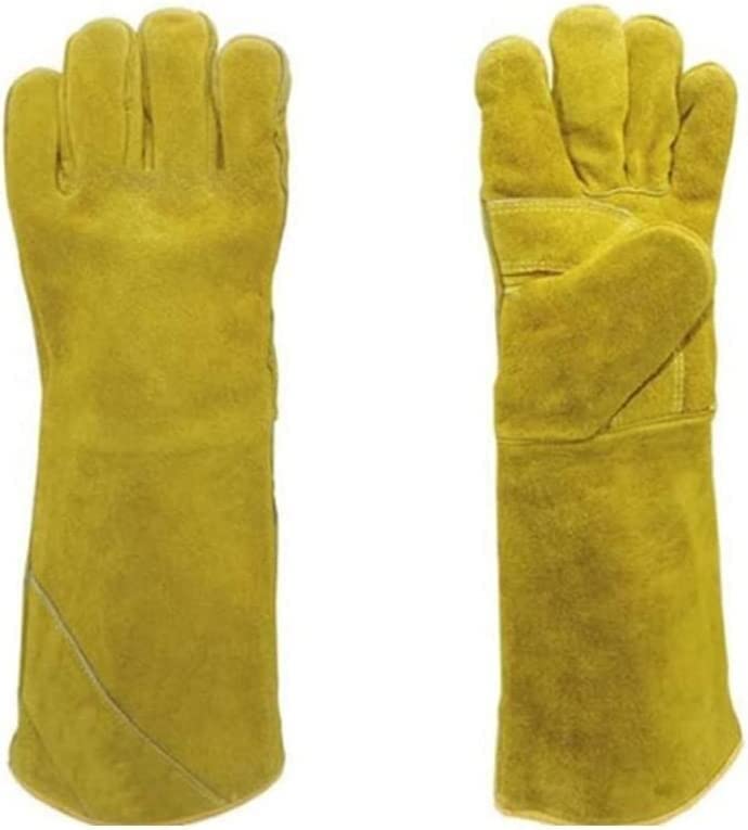 AVRYN Guantes de Soldadura, Resistentes al Fuego Guantes de Cuero, Guantes de jardinería, Alta Temperatura, anticorte, Guantes de Soldador antiperforación Protección contra rasguños Cortes de Aire