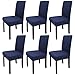 6 Pièces Leeyunbee Housse de Chaise Moderne élastique, Amovible Lavable Extensible Housses de Chaise de Salle à Manger, Couverture de Chaise pour Décor Salle à Manger, Hôtel et Mariage (Bleu Marin)
