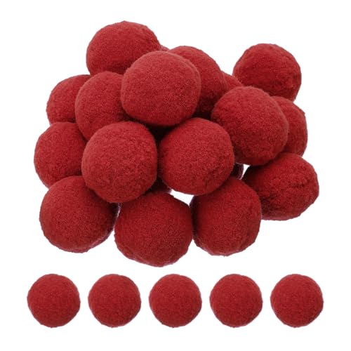 Pompons Loisirs Creatifs 5cm et Boules Pelucheuses Polyester Rouges