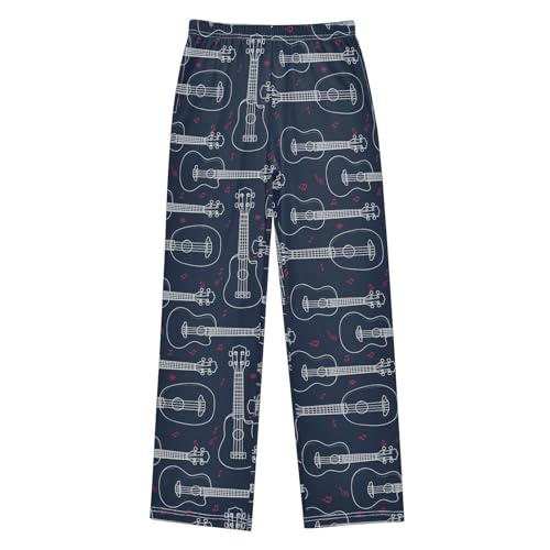 ZZXXB Retro Guitar Print Boys Long Pants Soft Trousers Elastic Waist Kids Lounge Bottoms with Pockets S-XL