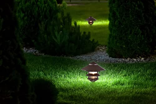 Image of Nuvo Lighting SF76 /637 One Light Three Louver Large Hood 120 Volt Die Cast Aluminum Durable Outdoor Landscape Pathway Lighting, Old Bronze