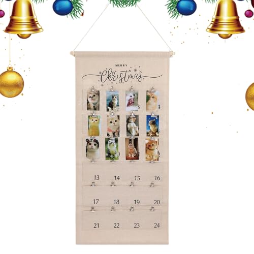 Tableau mémoire pour souvenirs de famille et calendrier de l'Avent en tissu avec pinces