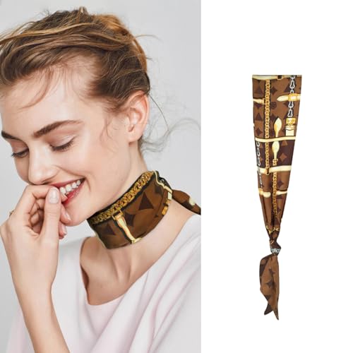 59" Mulberry Silk Like Head Scarf Women's Fashion Square Neck Satin Scarfs for Bag Hair Scarves Gift 59" * 5.9”4