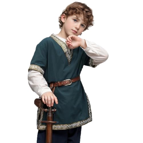 Camisa medieval niño V neck estilo vikingo