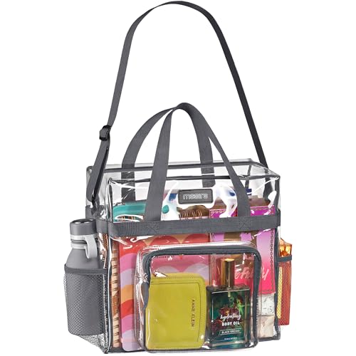 Masirs Bolsa transparente aprovada pelo estádio - bolsos de malha, alças de ombro e parte superior com zíper. Bolsa transparente perfeita para trabalho, jogos esportivos e shows. Atende às diretrizes