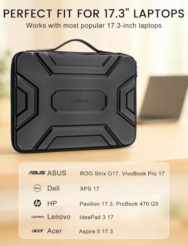Image of DOMISO 17 inch Laptop Sleeve with Handle, Shockproof and Waterproof EVA Protective Laptop case, Laptop Sleeves for 17.3 inch HP Dell Asus Laptop, Black