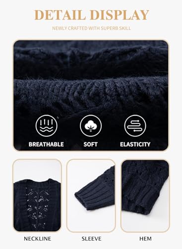 Image of Eytino Womens Plus Size Crochet Cardigan Sweater Long Sleeve Hollow Out Open Front Cardigans Outwear(1X-5X)
