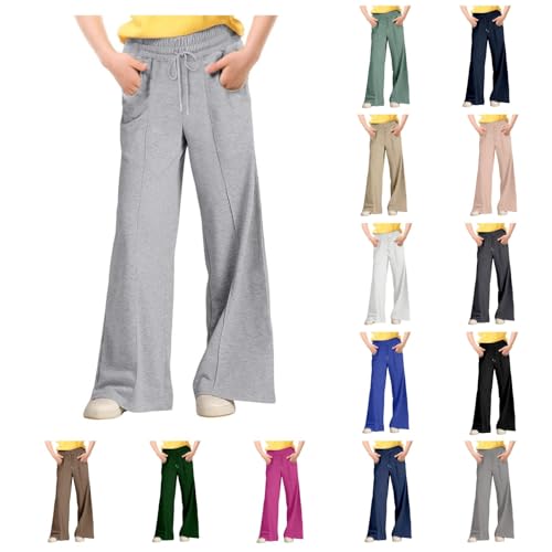Girls Oversized Wide Leg Sweatpants Baggy Loose Sweat Pants Elastic High Waist Drawstring Track Pants Athletic Joggers