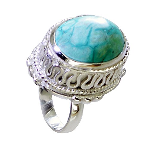 Bague turquoise en argent robuste hypoallergénique et ajustable à votre taille