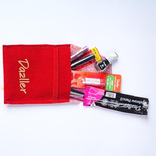 Image of Dazller Insta Ready Mini Makeup Kit for Women | Eyeliner, Kajal, Lip balm, Lipstick, Eyebrow Pencil, Mascara | Long Stay, Smudge-Proof | Perfect for Travel, Gifting, (Pack of 6)