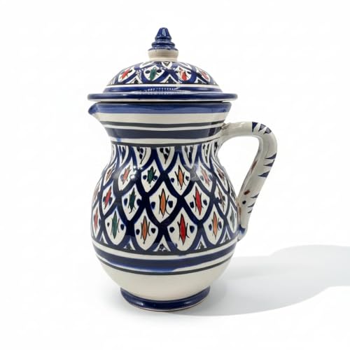 Pichet en céramique marocaine peinte à la main avec bouchon de 1 litre 2011242003 Tunisie Turquie ethnique du monde