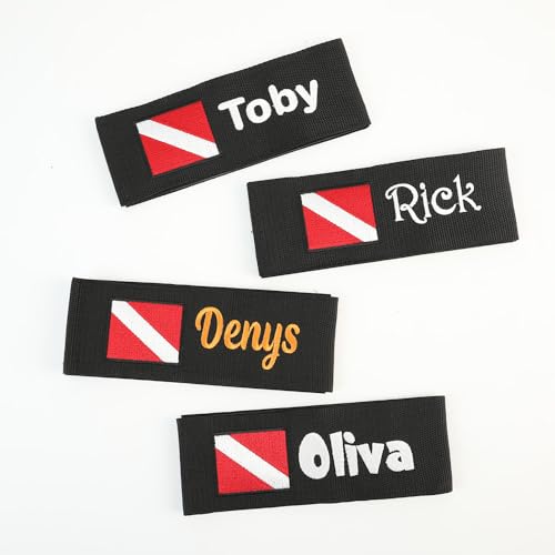 idooodle Personalized Embroidered Scuba Diving Tag, Custom Name Tag for BCD Scuba Tank Strap with Velcro Closure Gift for Diving Lover