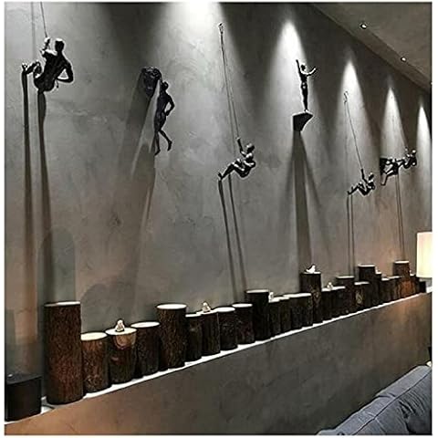 6 Stück Kletter Figur Männer Kletterwand Wandskulpturen Skulpturen Statuen, Harz Kunst Bergsteiger Felsenkletterer Wandbehang Skulptur Dekofigur Wandbilder Wanddekoration Wohnzimmer Büro Dekoration Cover