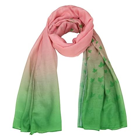 Divine Nine Depot Oversized Lightweight Pink and Green Ivy Ombre Scarf Cover
