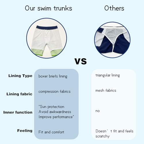 Boys Swim Trunks Compression Liner 9 Inch Board Shorts Quick Dry Bathing Suit with Boxer Brief Swimwear3