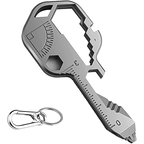 24- in-1 Key Shaped Pocket Tool, Keychain Multitool with Key Chain, Outdoor Keychain Tool, Best Gift for Dad, Husband, Boyfriend(Silver) Cover